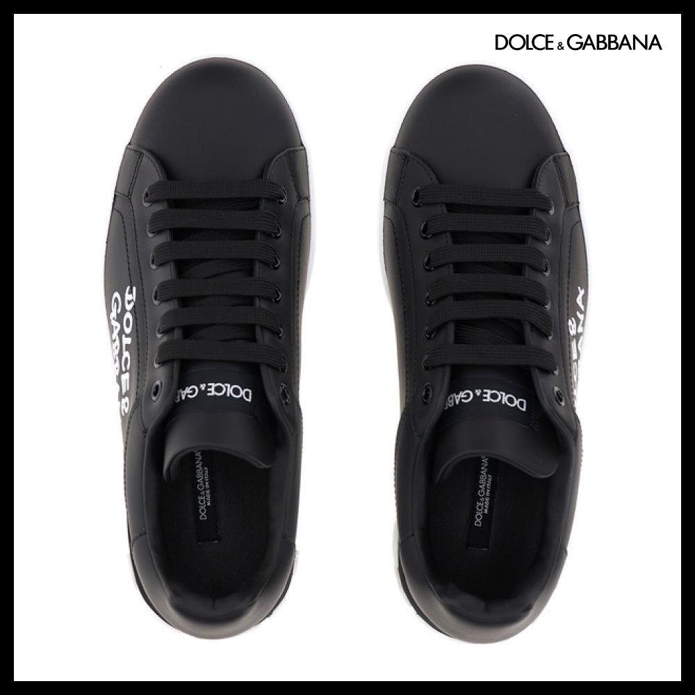 【Dolce & Gabbana】LEATHER PORTOFINO SNEAKERS WHITE / BLACK