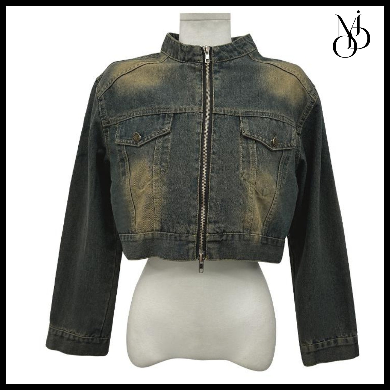 【MODIMOOD】Vintage Denim Two-Way Zip-Up Jacket 2 Colors