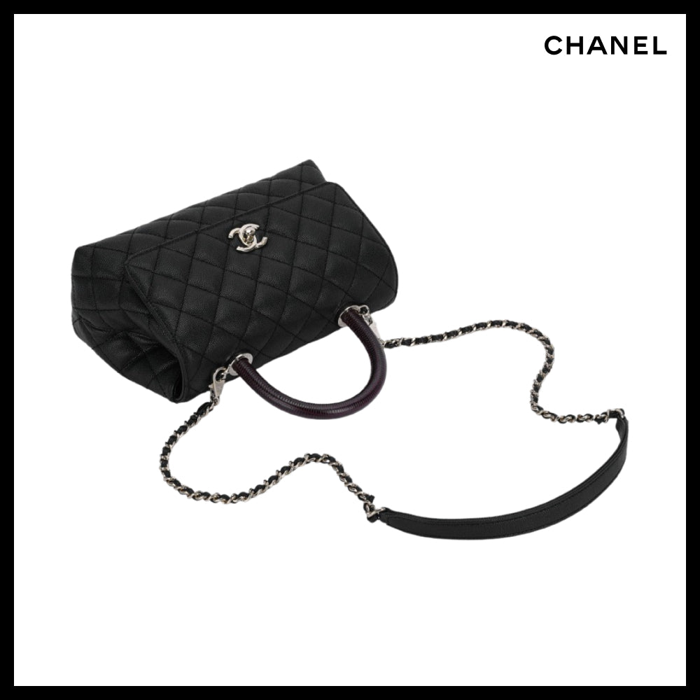 【CHANEL】Flap Bag with Top Handle Grained Calfskin