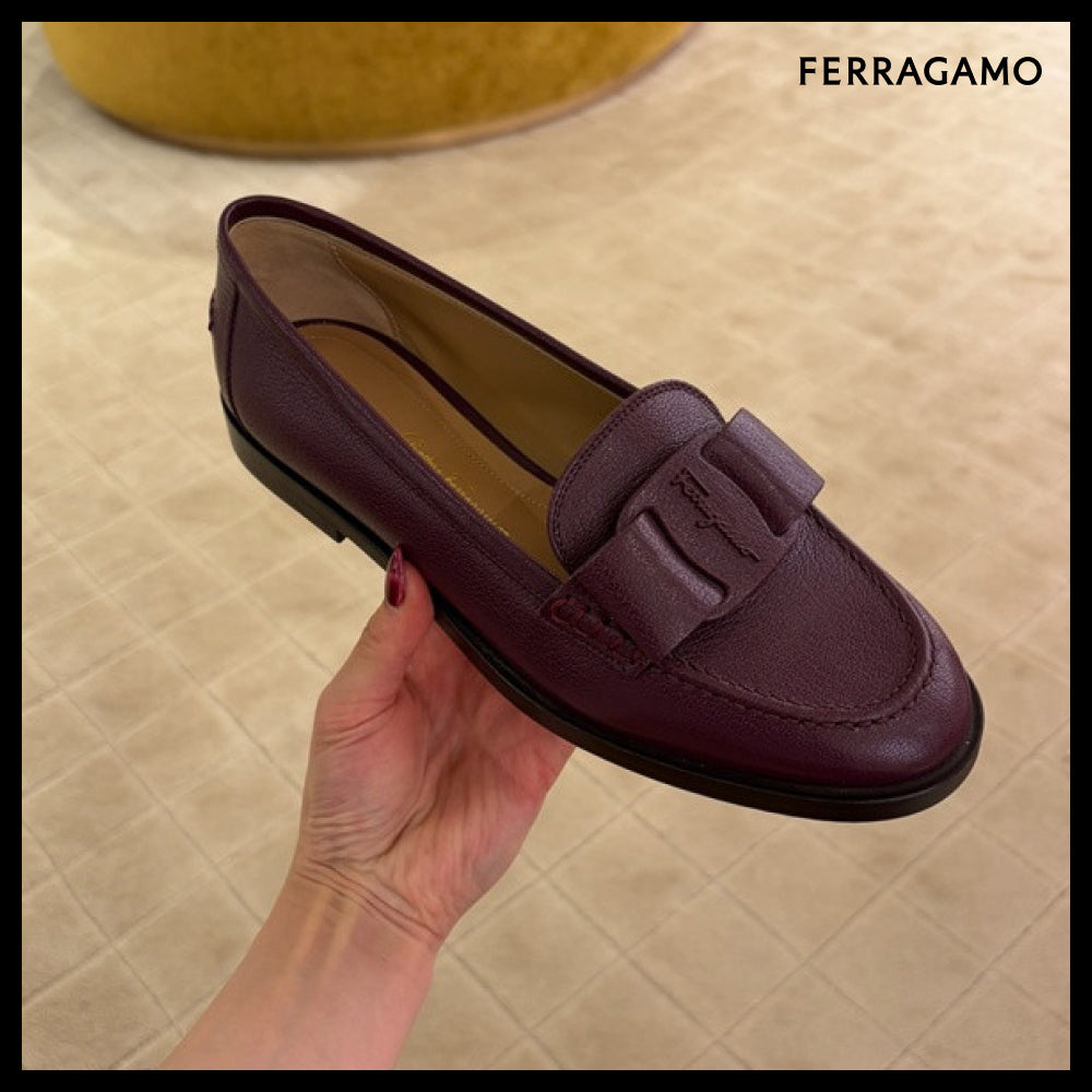 【FERRAGAMO】VIVALDO NEW VARA BOW GRAIN LOAFERS PURPLE