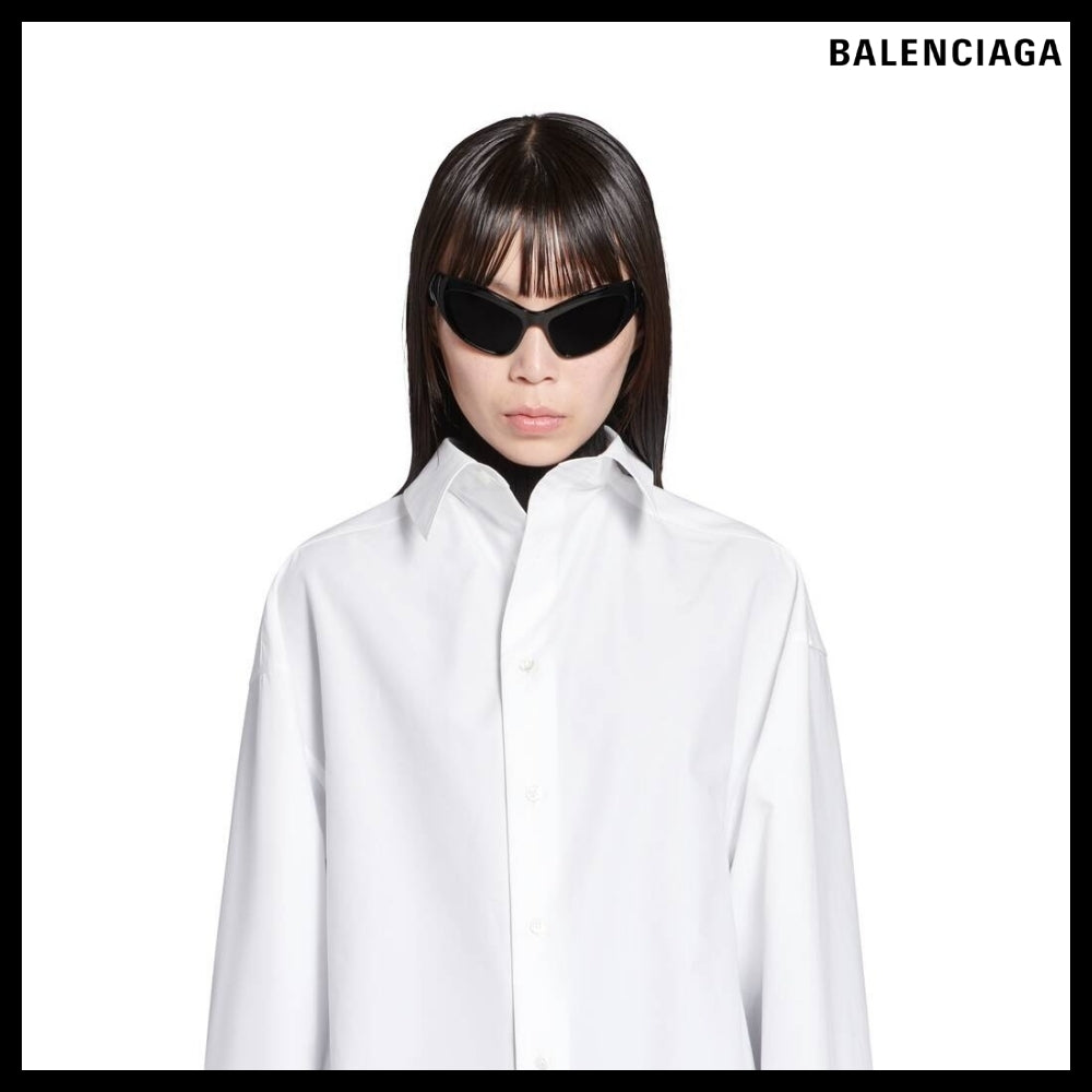【BALENCIAGA】Women’s Kick Collar Shirt Large Fit White