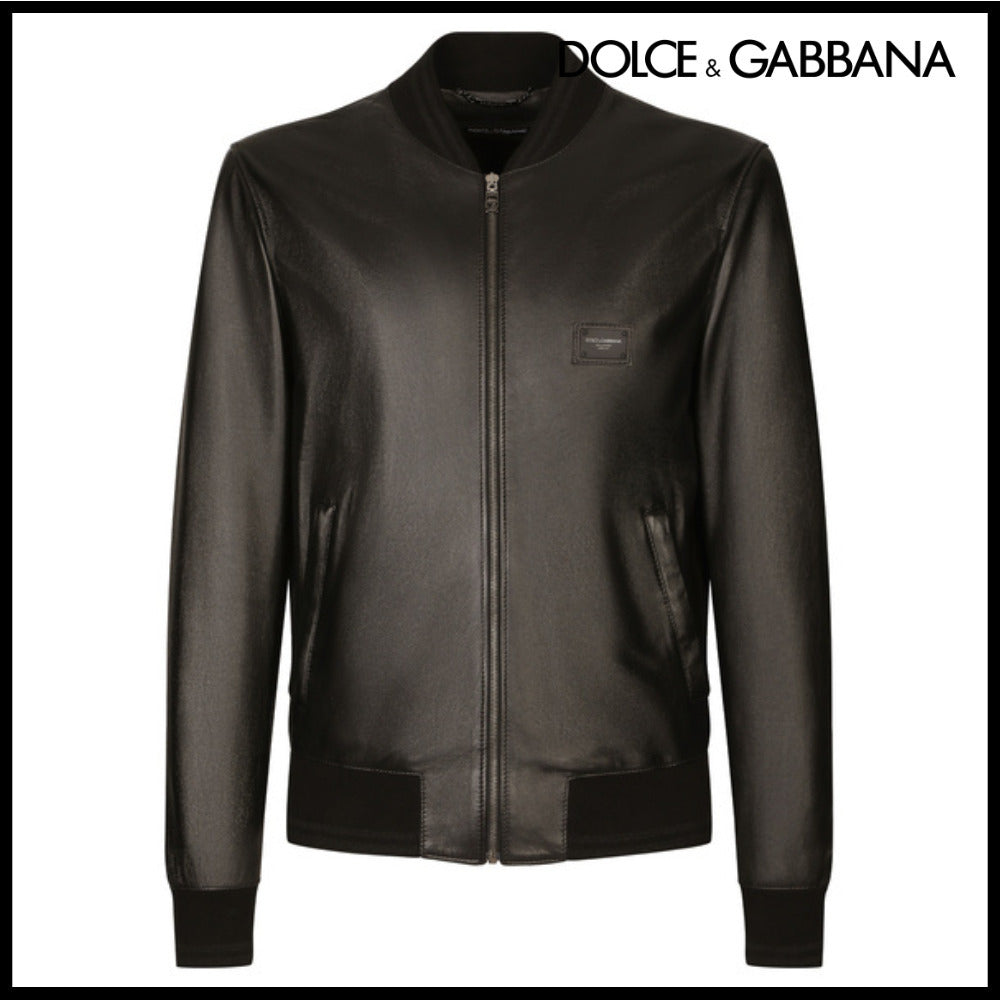 【Dolce & Gabbana】LEATHER JACKET BRANDED TAG