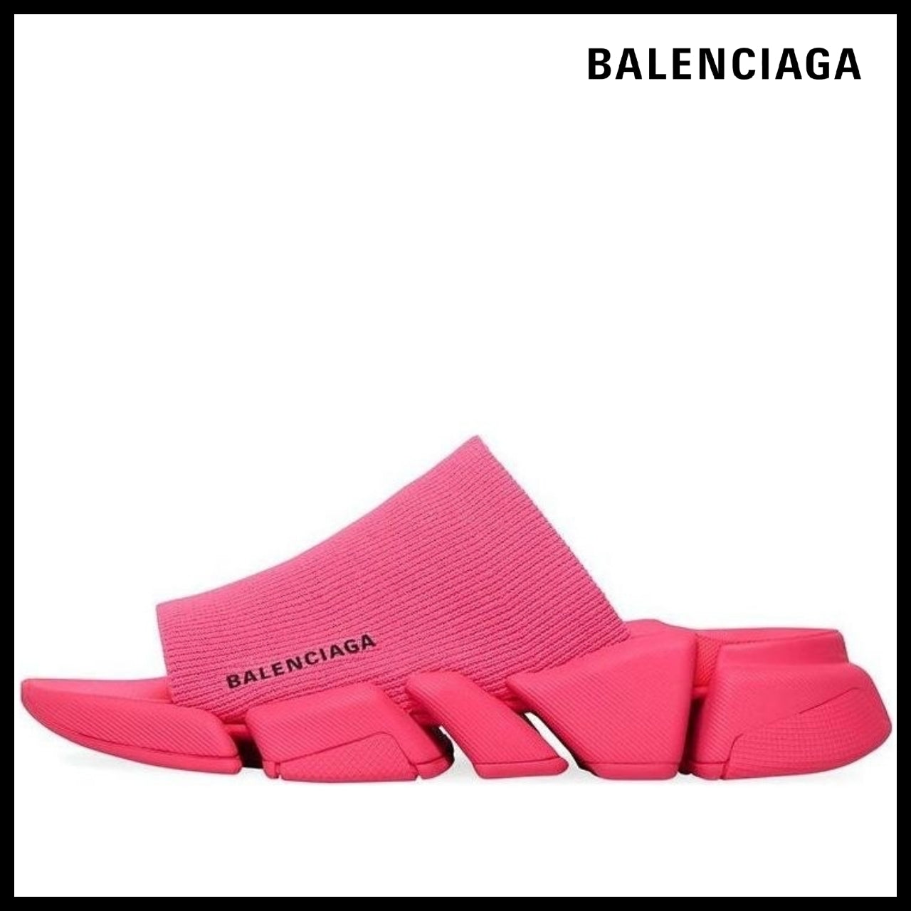 【BALENCIAGA】Speed 2.0 Recycled Knit Slide Sandal Pink