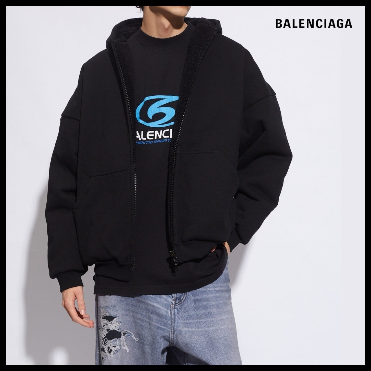 【BALENCIAGA】Surfer Logo Cotton T-shirt Medium Fit