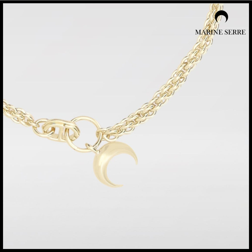 ◆MARINE SERRE◆Recycled Pewter Moon Chain Necklace