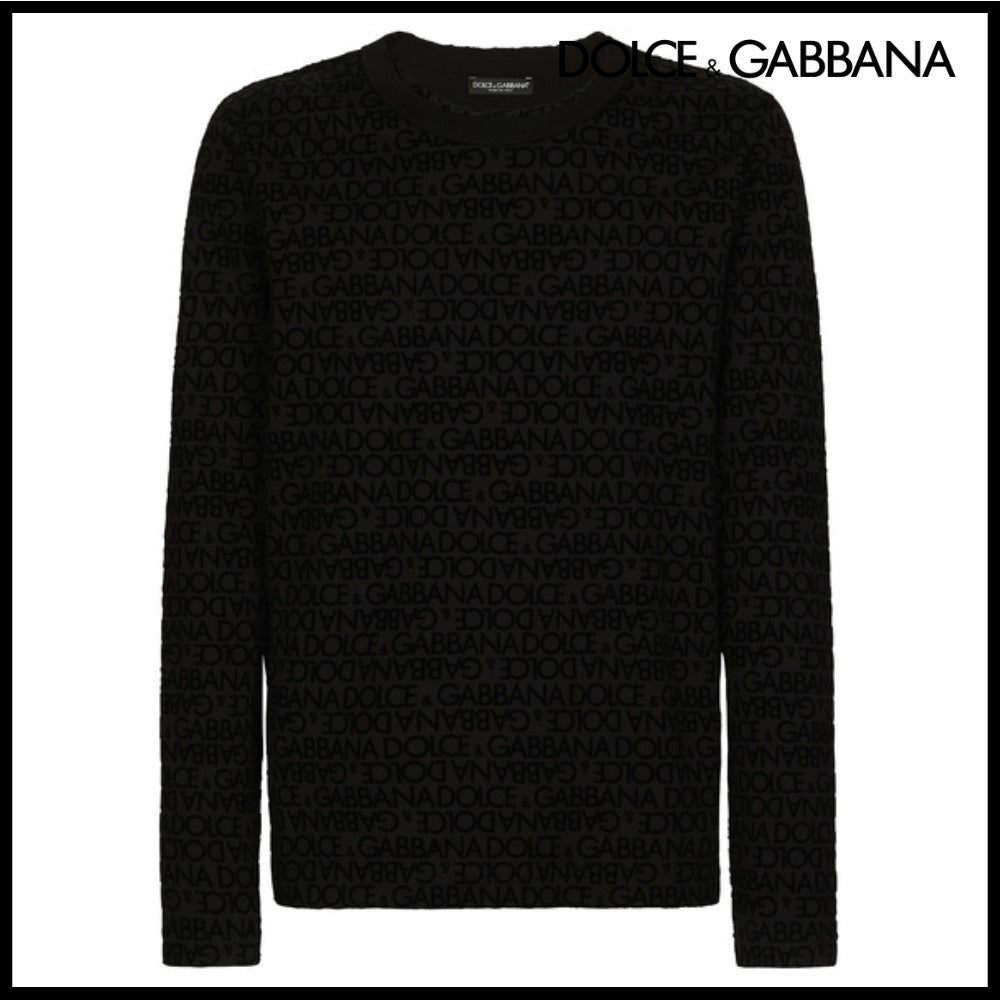 【Dolce & Gabbana】COTTON FLOCKED LONG-SLEEVE T-SHIRT