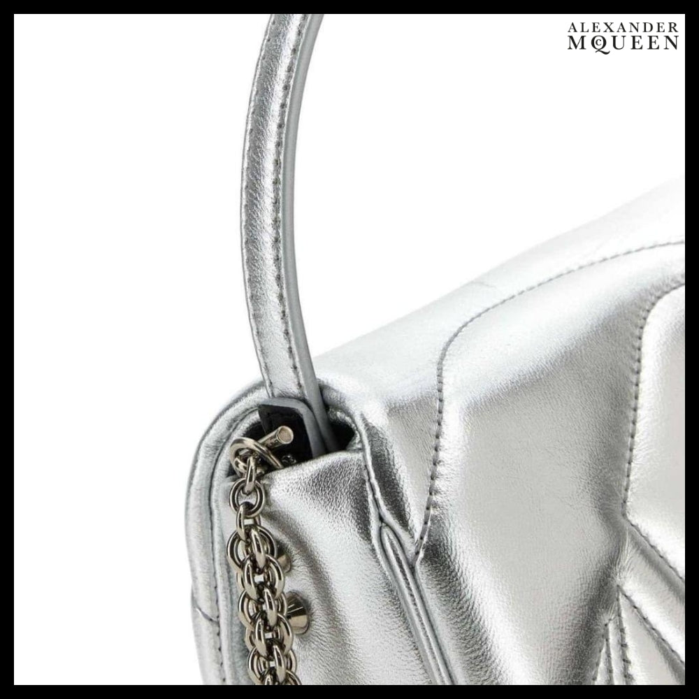 【Alexander Mcqueen】Silver Leather Small Seal Shoulder Bag