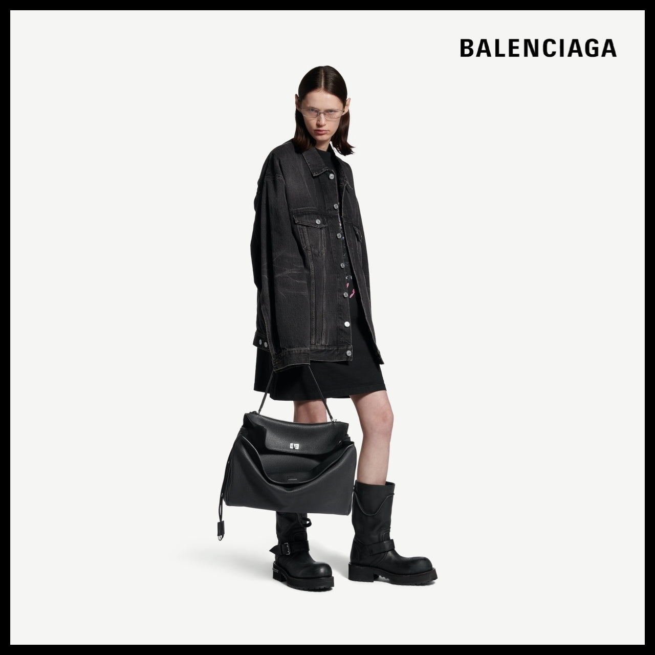 【BALENCIAGA】Rodeo Handbag Large Grained Calfskin