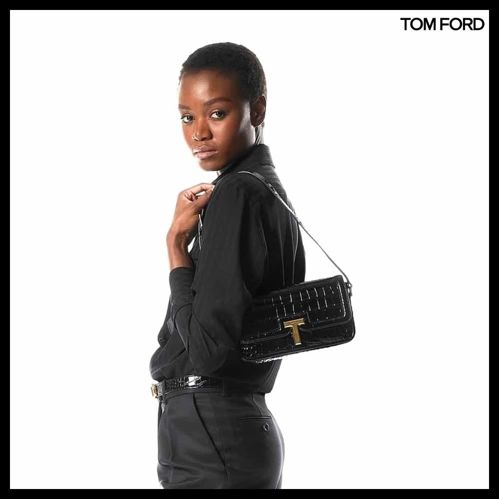 【TOM FORD】SHINY STAMPED CROCODILE LEATHER WALLIS SHOULDER