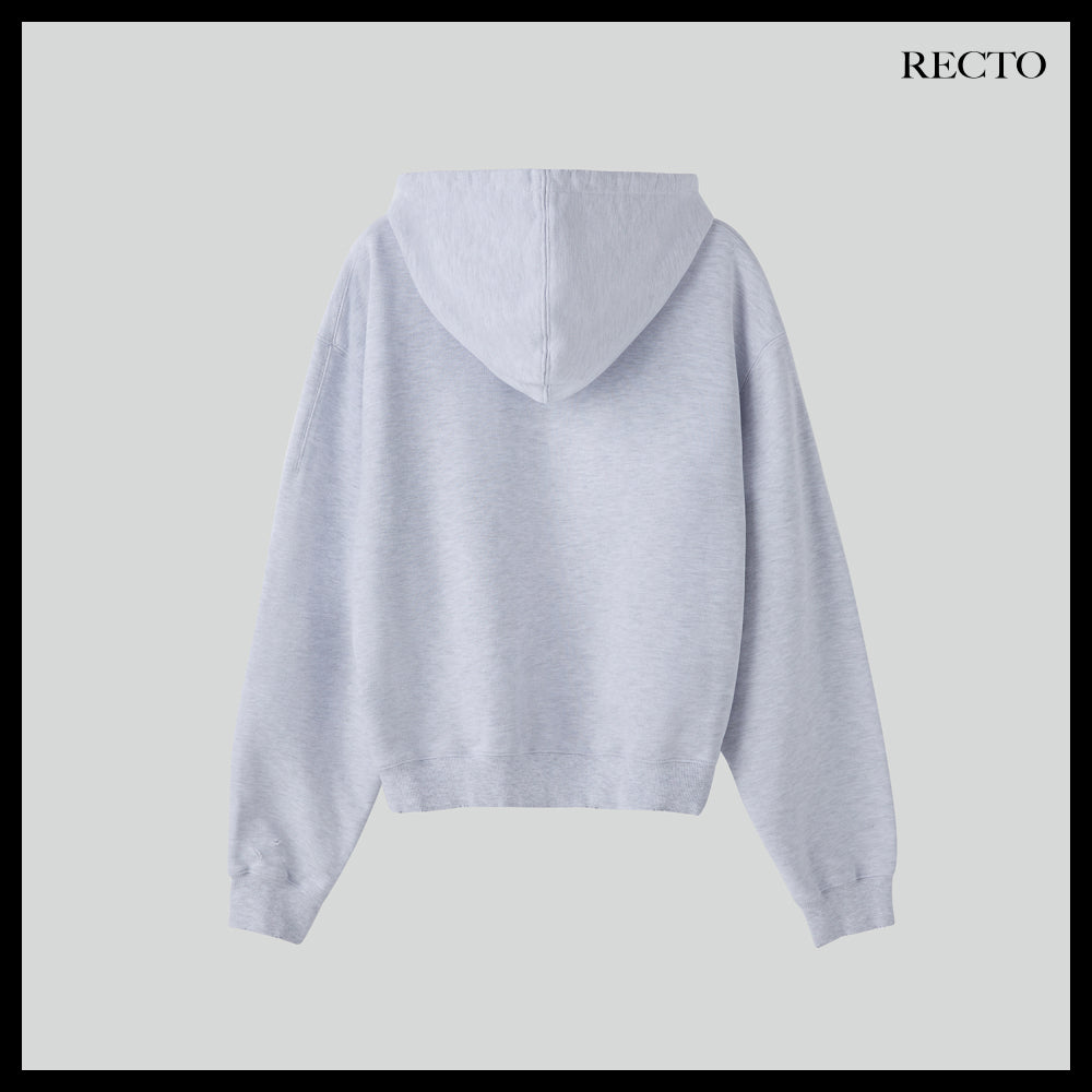 【RECTO】LLEGE LOGO DESTROYED HOODIE SWEATSHIRT MELANGE GREY