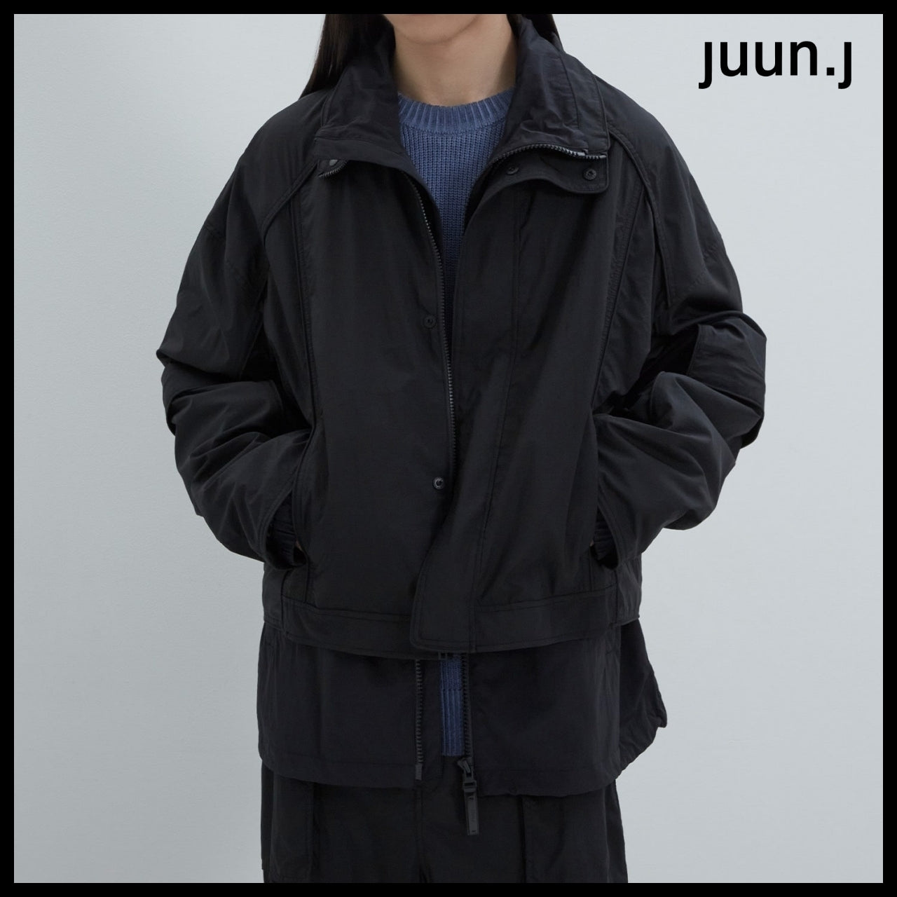 【JUUN.J】Ripstop Layered Puckering Jumper Black