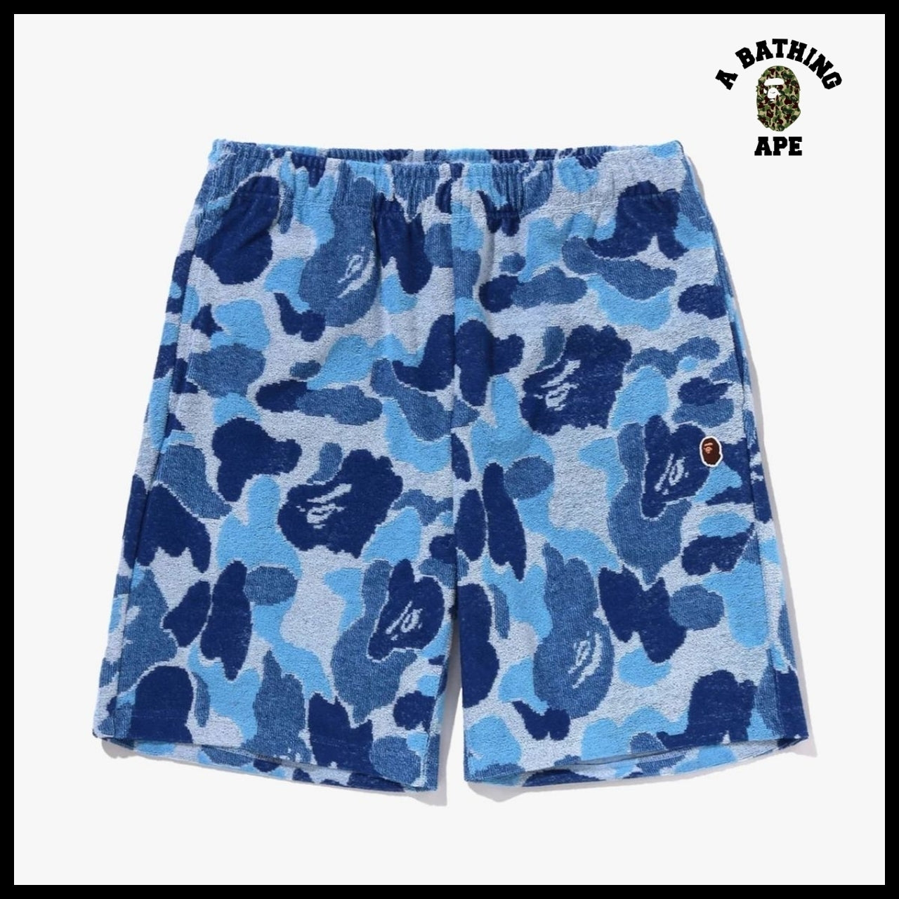 【A BATHING APE】ABC Camo Pile One Point Sweat Shorts Blue