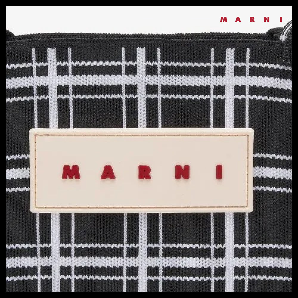 【MARNI】Mini Jacquard Check Shoulder Bag Black White