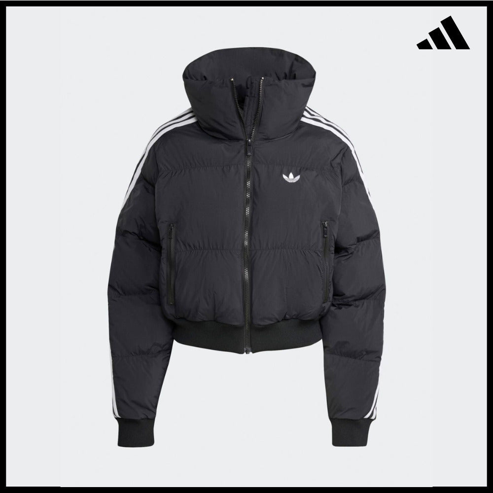 【ADIDAS】Crop Black Synthetic Down Puffer Jacket