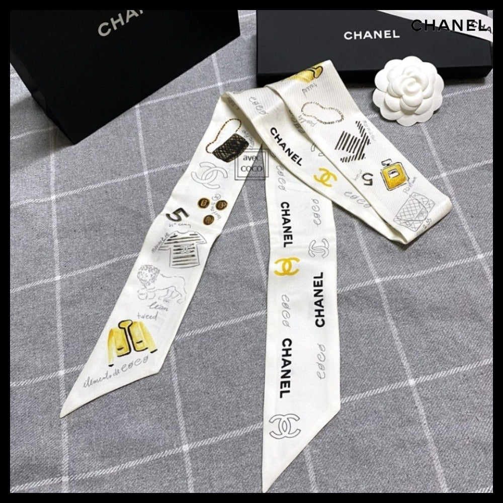 【CHANEL】Silk Slim Bandeau Twilly Scarf