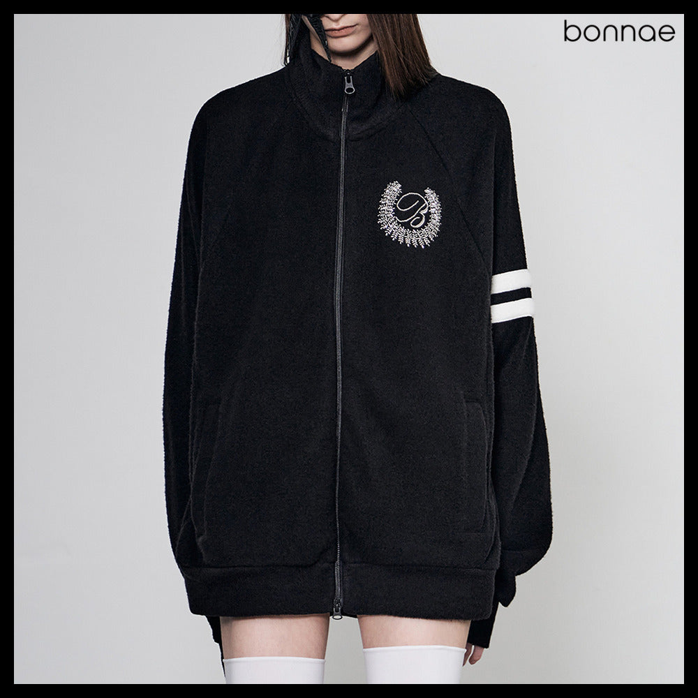 【Bonnae】Beaded Knit Zip-Up 2Colors