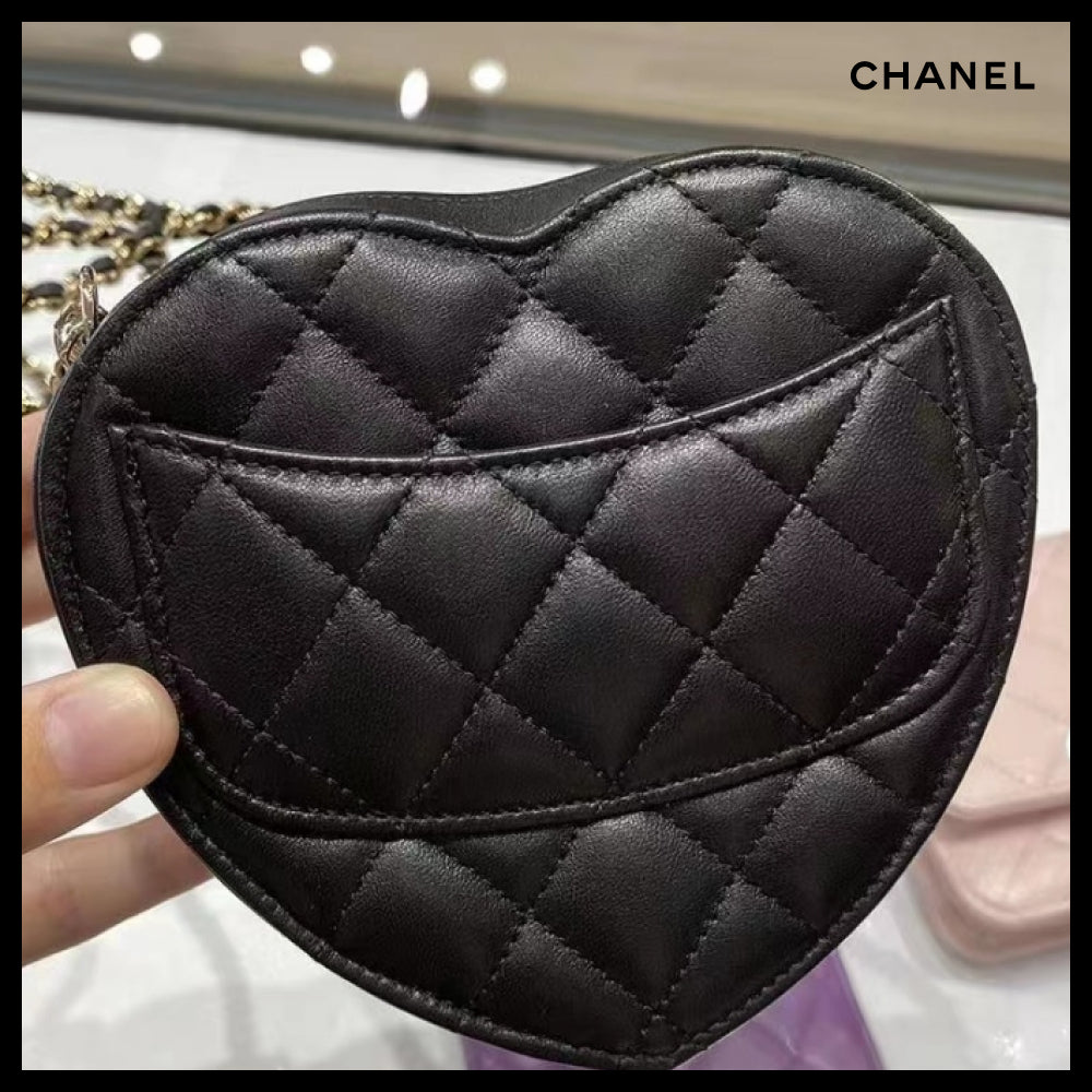 【CHANEL】Heart Bag Small Lambskin Black with Gold Hardware