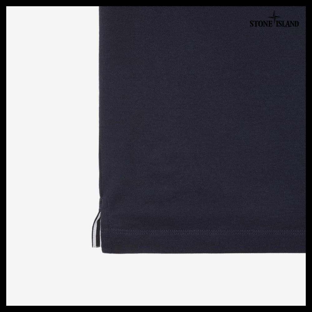 【STONE ISLAND】Logo Patch Polo Short Sleeve T-Shirt Navy