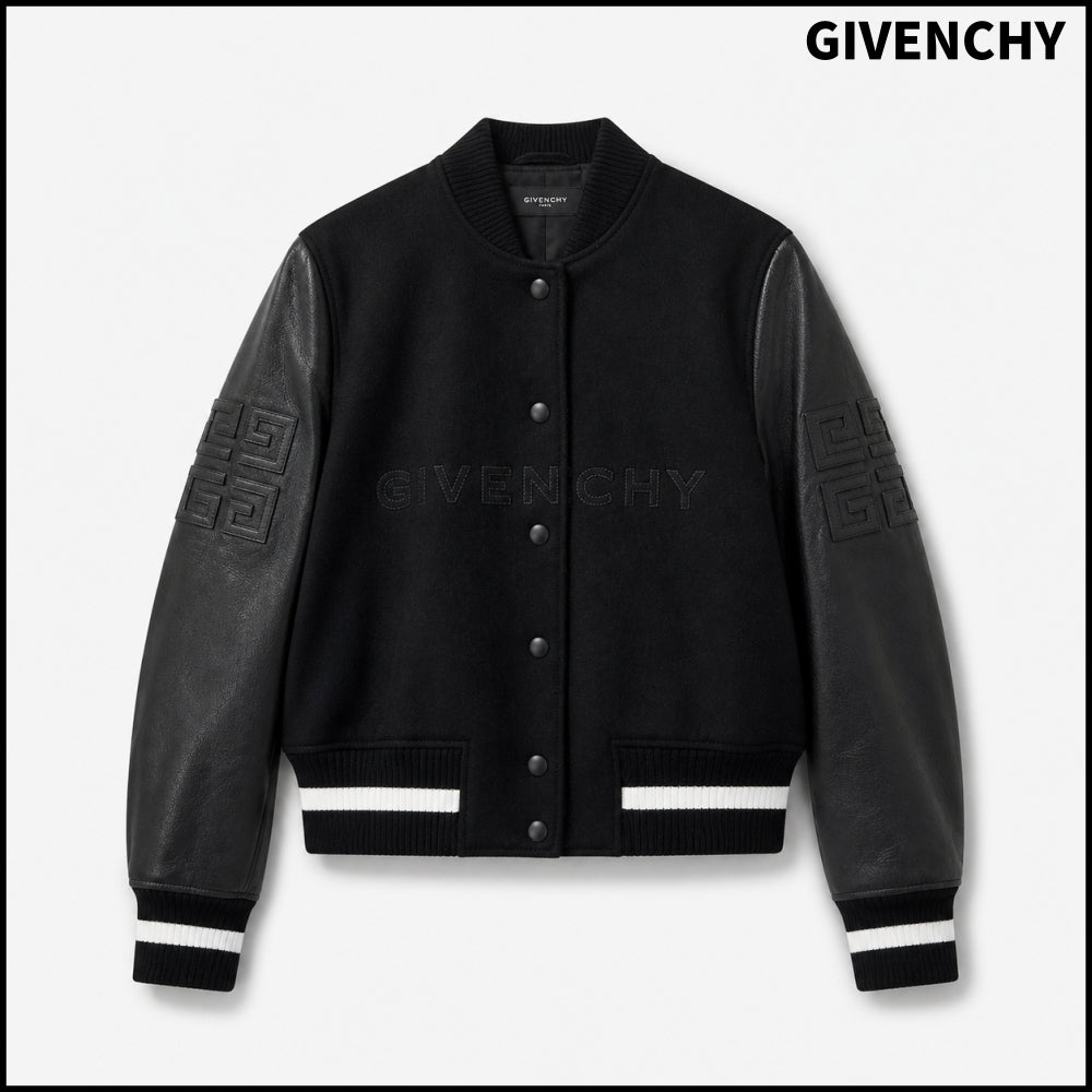 【GIVENCHY】Cropped Varsity Jacket Black
