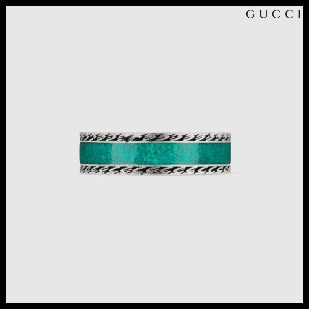 【GUCCI】Interlocking G Turquoise Enamel Ring