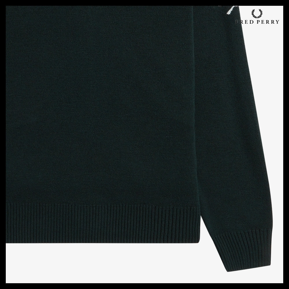 【FRED PERRY】Laurel Wreath Cardigan Night Green