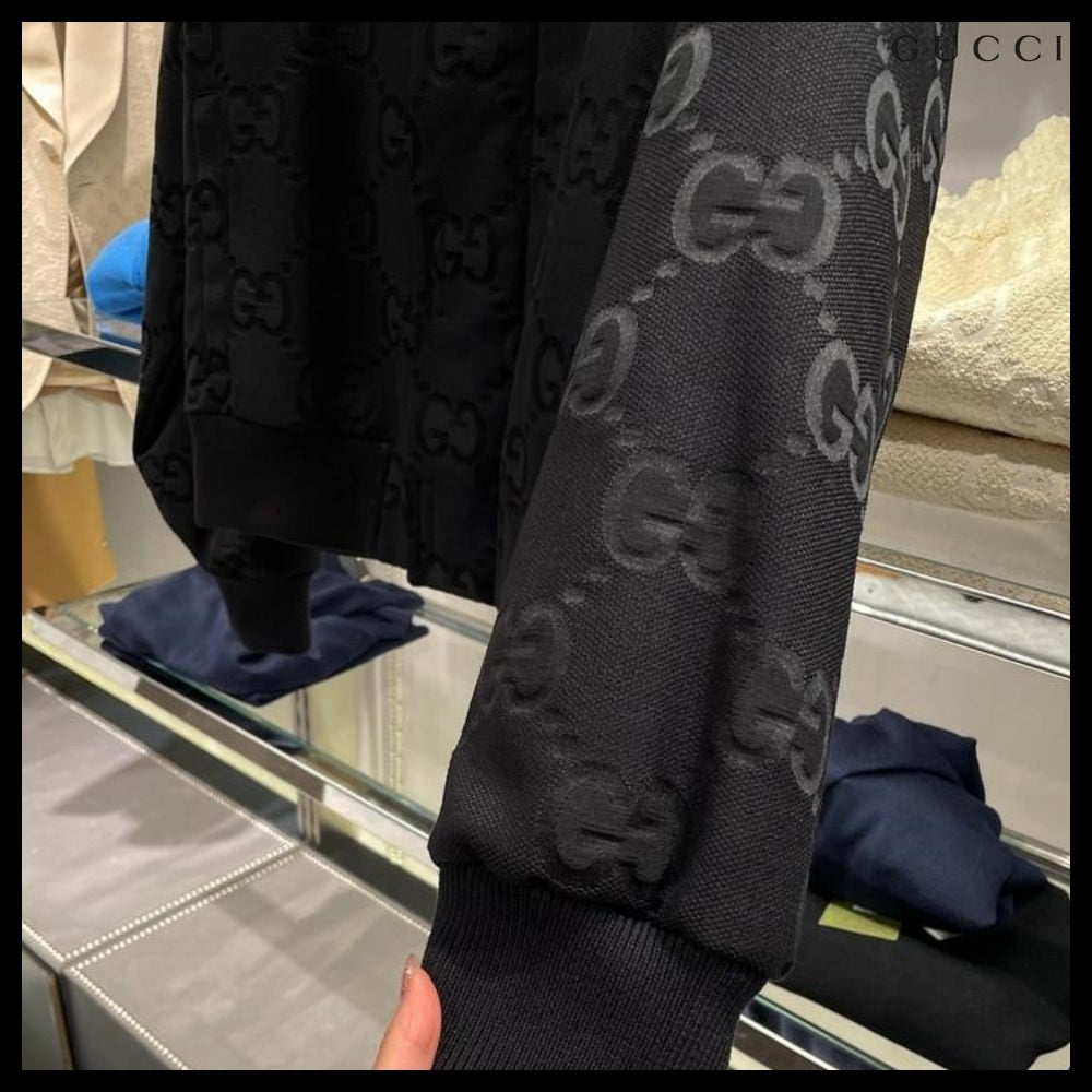 【GUCCI】Jumbo GG Canvas High-Neck Jacket Black
