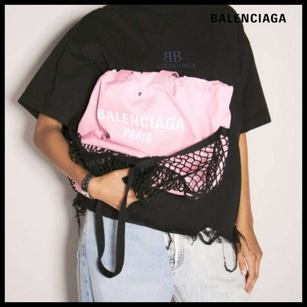 【BALENCIAGA】24/7 Medium Tote Bag Pink Black