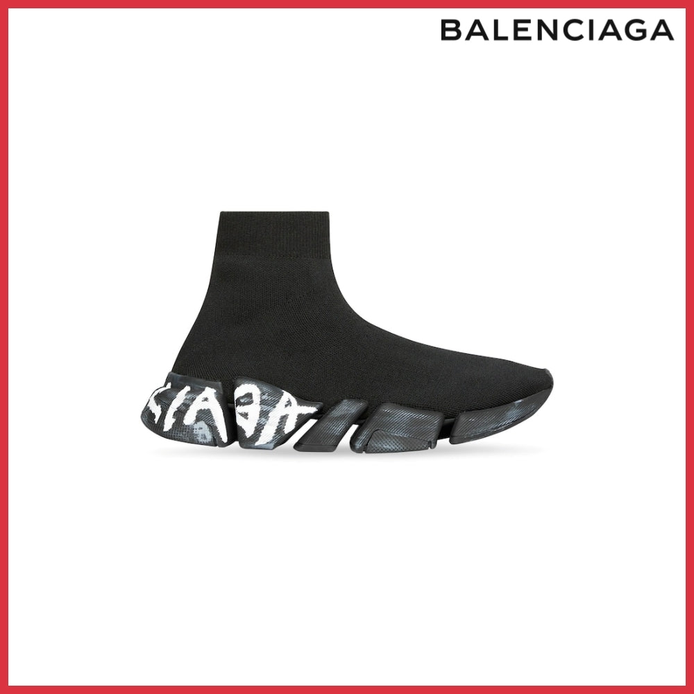 【Balenciaga】Speed 2.0 Graffiti Recycled Knit Sneaker Black