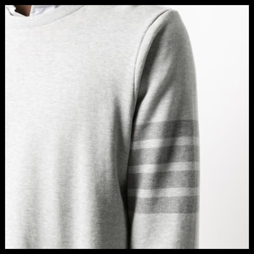 【THOM BROWNE】4-Bar Stripe Terry Sweatshirt Light Grey
