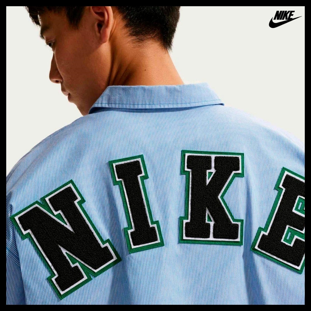【Nike】LIFE SHORT SLEEVE BUTTON DOWN TOP PACIFIC BLUE WHITE