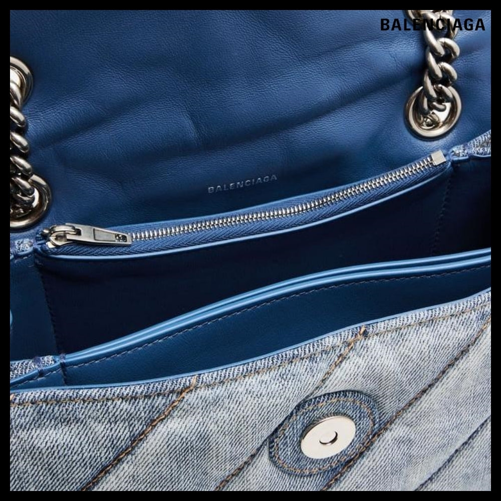【BALENCIAGA】Crush S chain bag Small Denim Blue