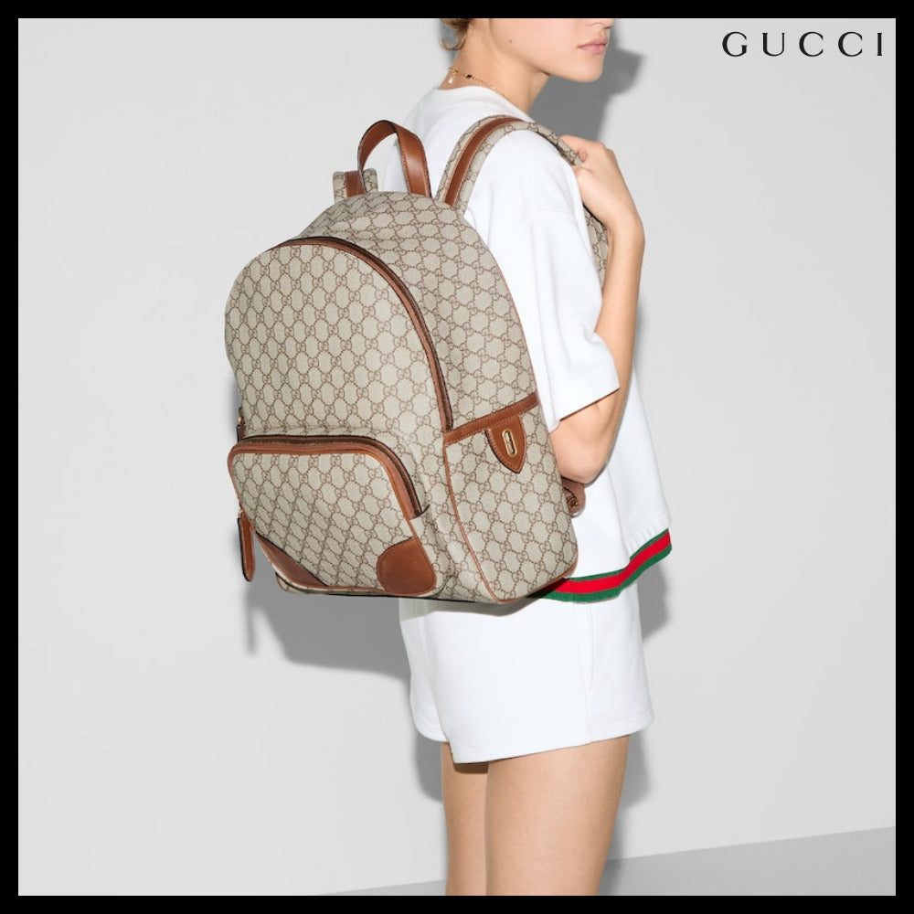 【GUCCI】GG Emblem Backpack Beige