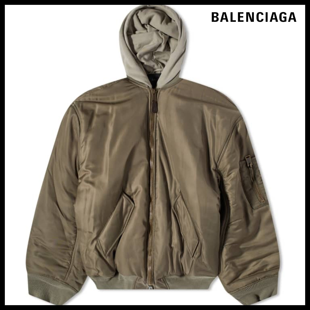 【BALENCIAGA】Paris All-In Bomber Jacket Dark Beige