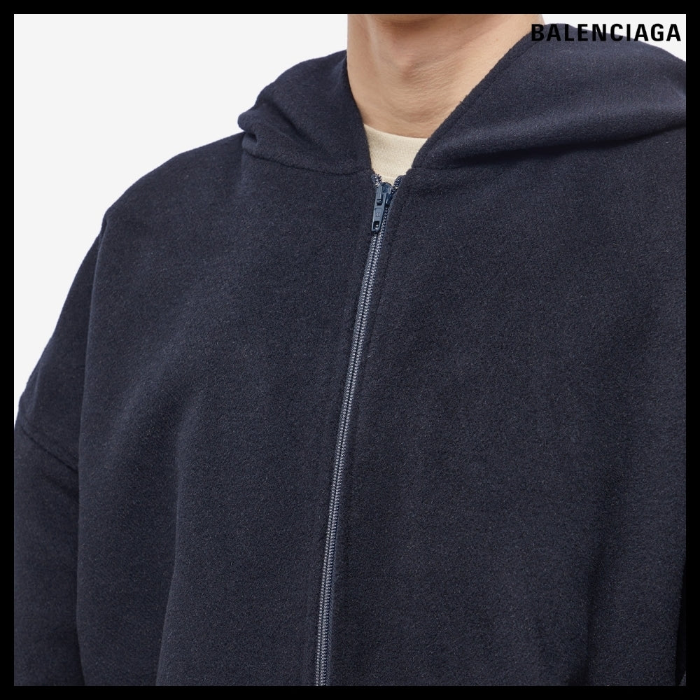 【BALENCIAGA】Zip-Up Hoodie Large Fit Black