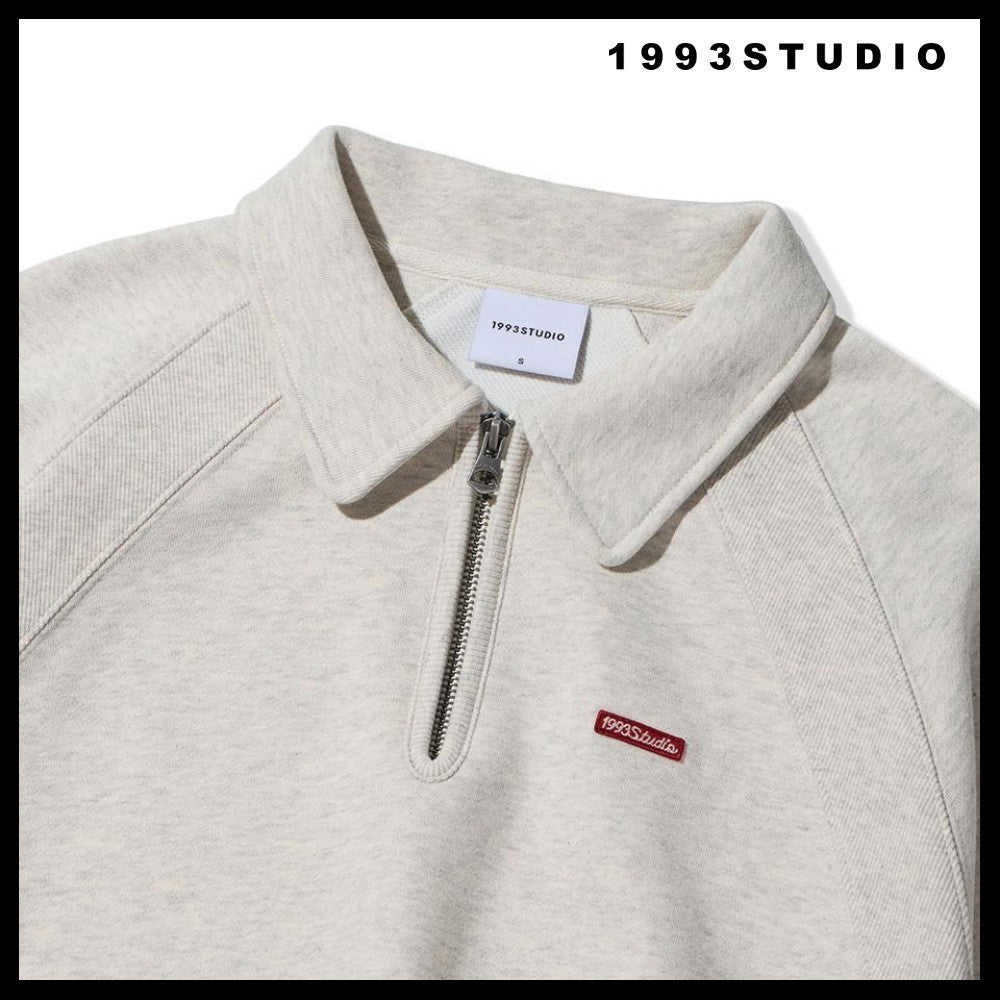 【1993STUDIO】SMALL LOGO HALF ZIP COLLAR SWEATSHIRT 3COLORS