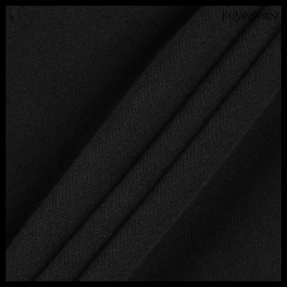 【Saint Laurent】Classic Small Logo Stripe Trim Hoodie Black