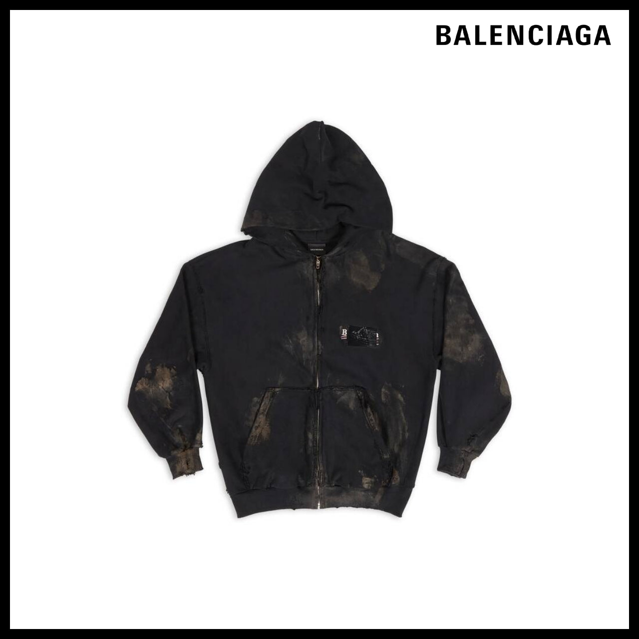 【BALENCIAGA】Gaffer Zip-Up Hoodie Small Fit Black