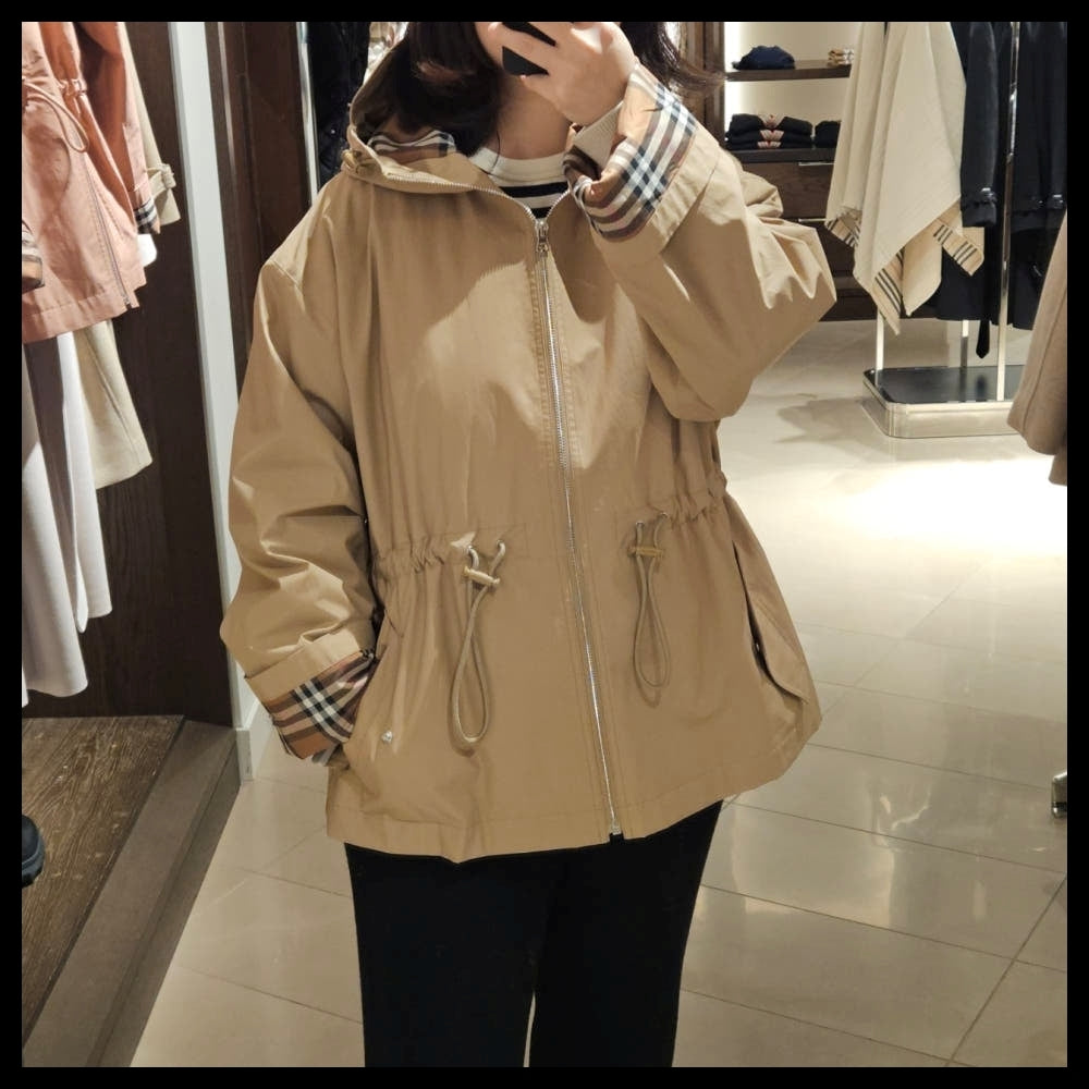 【BURBERRY】MEDLEY Drawstring Cotton Hooded Jacket Beige