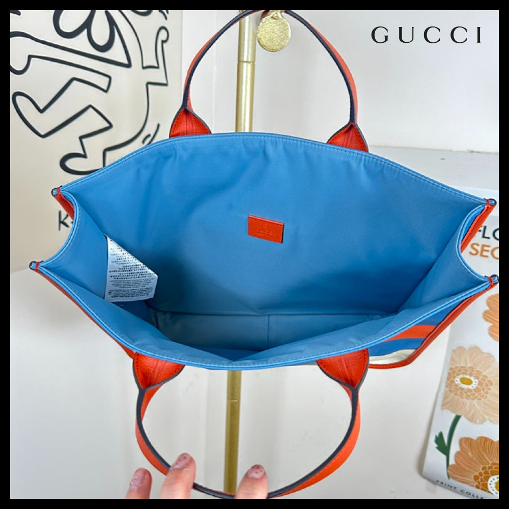 【GUCCI】 ウェブ インターロッキング ロゴ スクエア トート