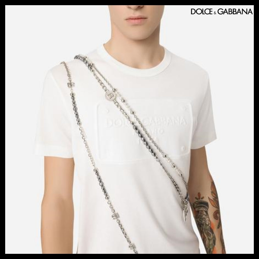 【Dolce&Gabbana】COTTON T SHIRT EMBOSSED LOGO WHITE