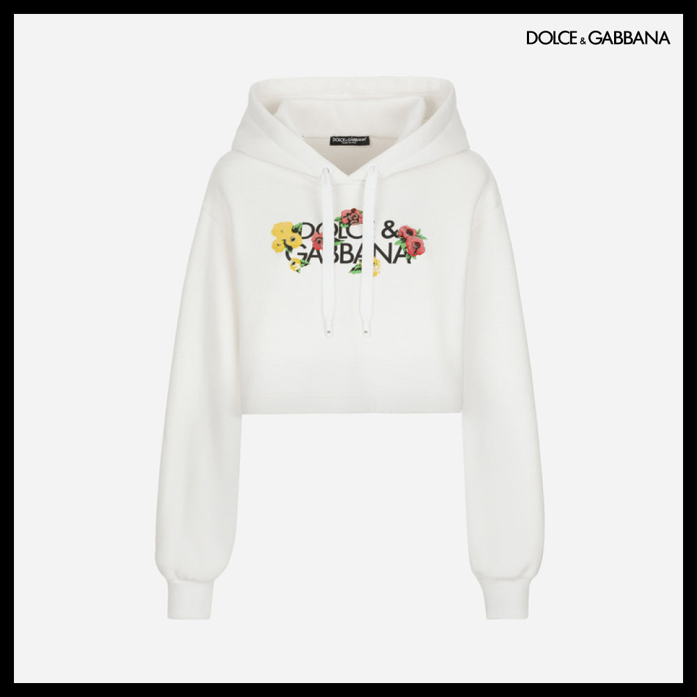 【Dolce&Gabbana】CROPPED SWEATSHIRT FLOWER PRINT