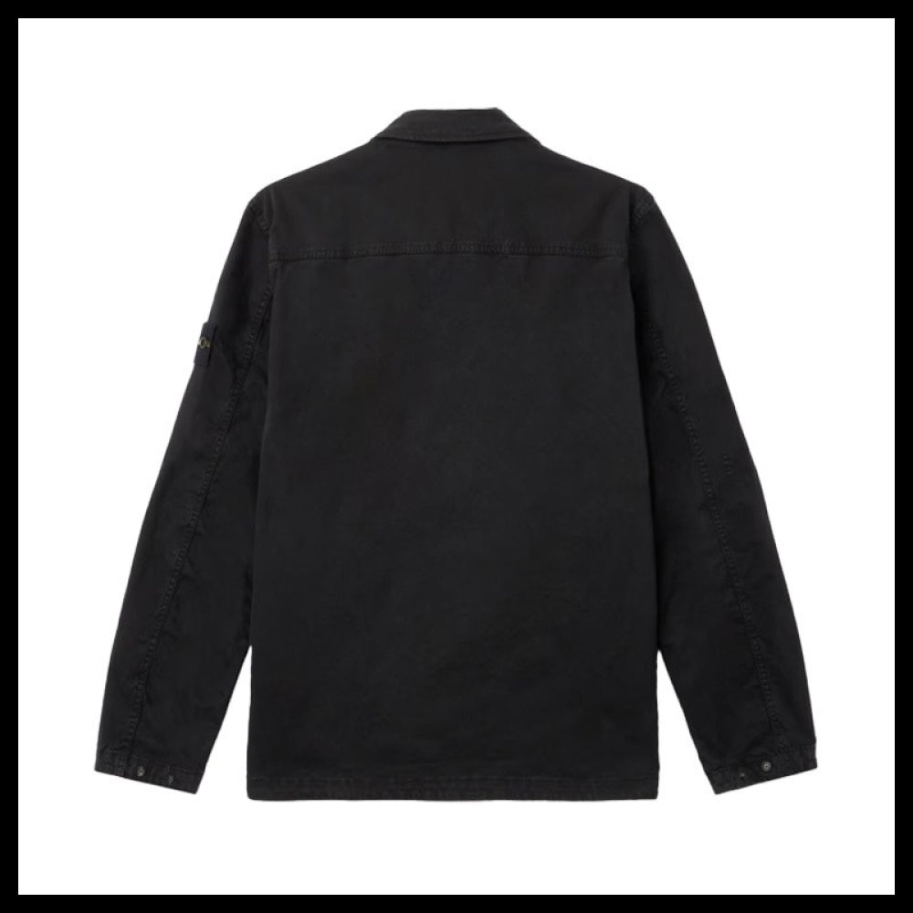 ◆STONE ISLAND◆ORGANIC COTTON STRETCH TWILL OVERSHIRT BLACK