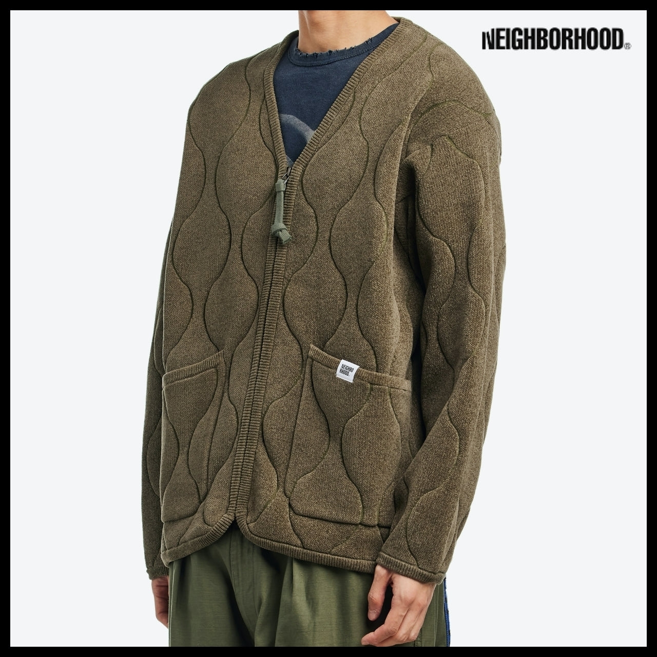 【NEIGHBORHOOD】QUILTING ZIP CARDIGAN OLIVE DRAB