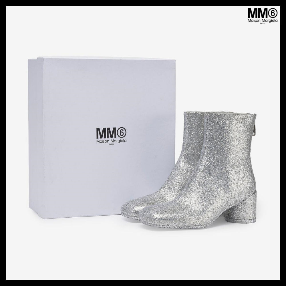 【MM6 Maison Margiela】Glitter Ankle Boots Silver