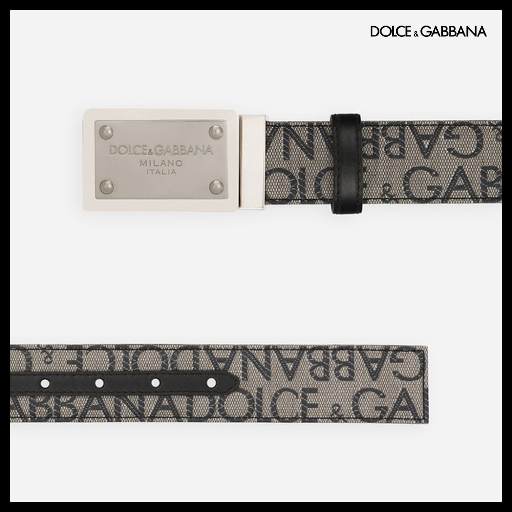 【Dolce & Gabbana】COATED JACQUARD BELT WITH LOGO TAG