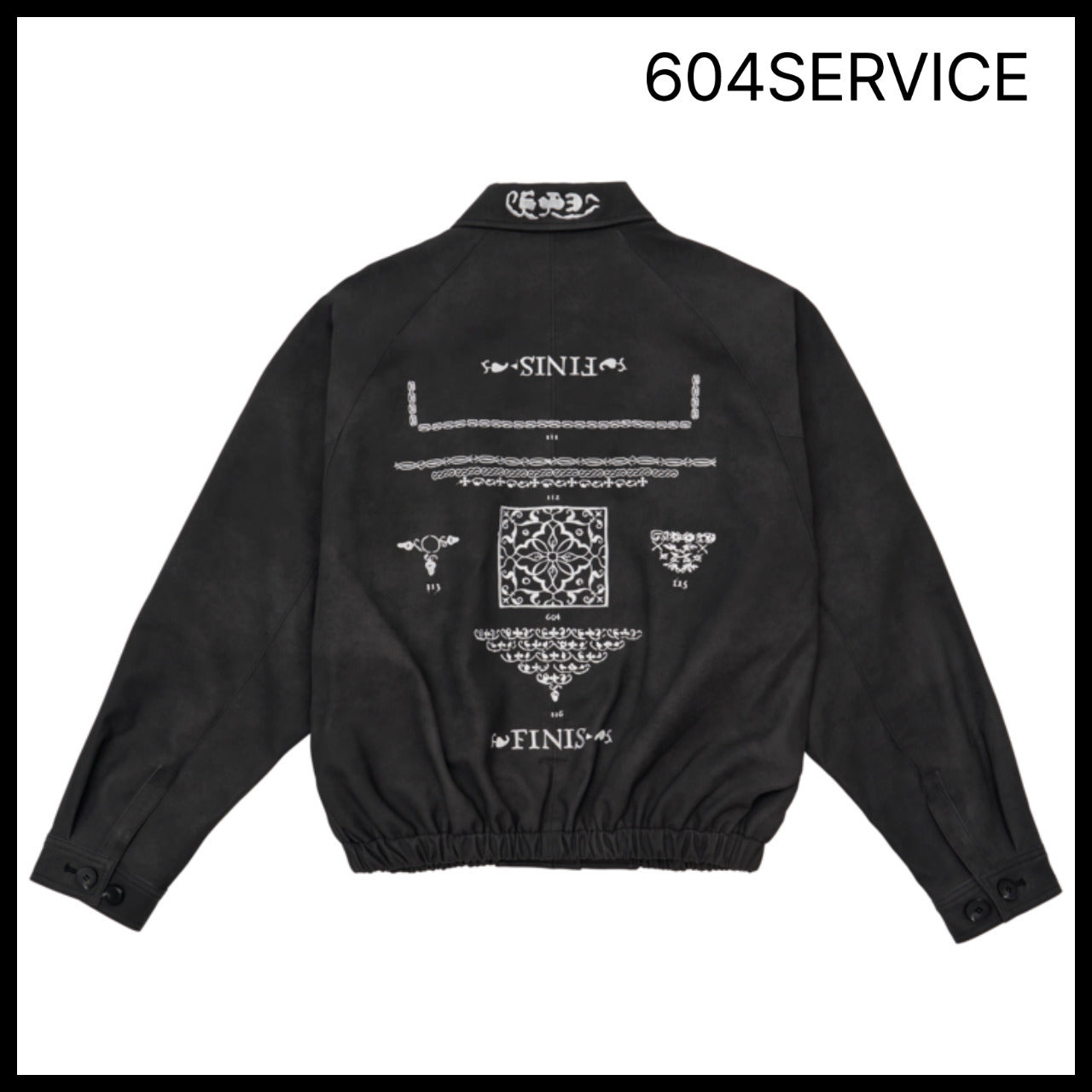 【604service】EMBROIDERED LEATHER JACKET IN BLACK