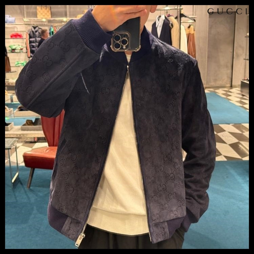 【GUCCI】GG Viscose Suede Bomber Jacket Royale