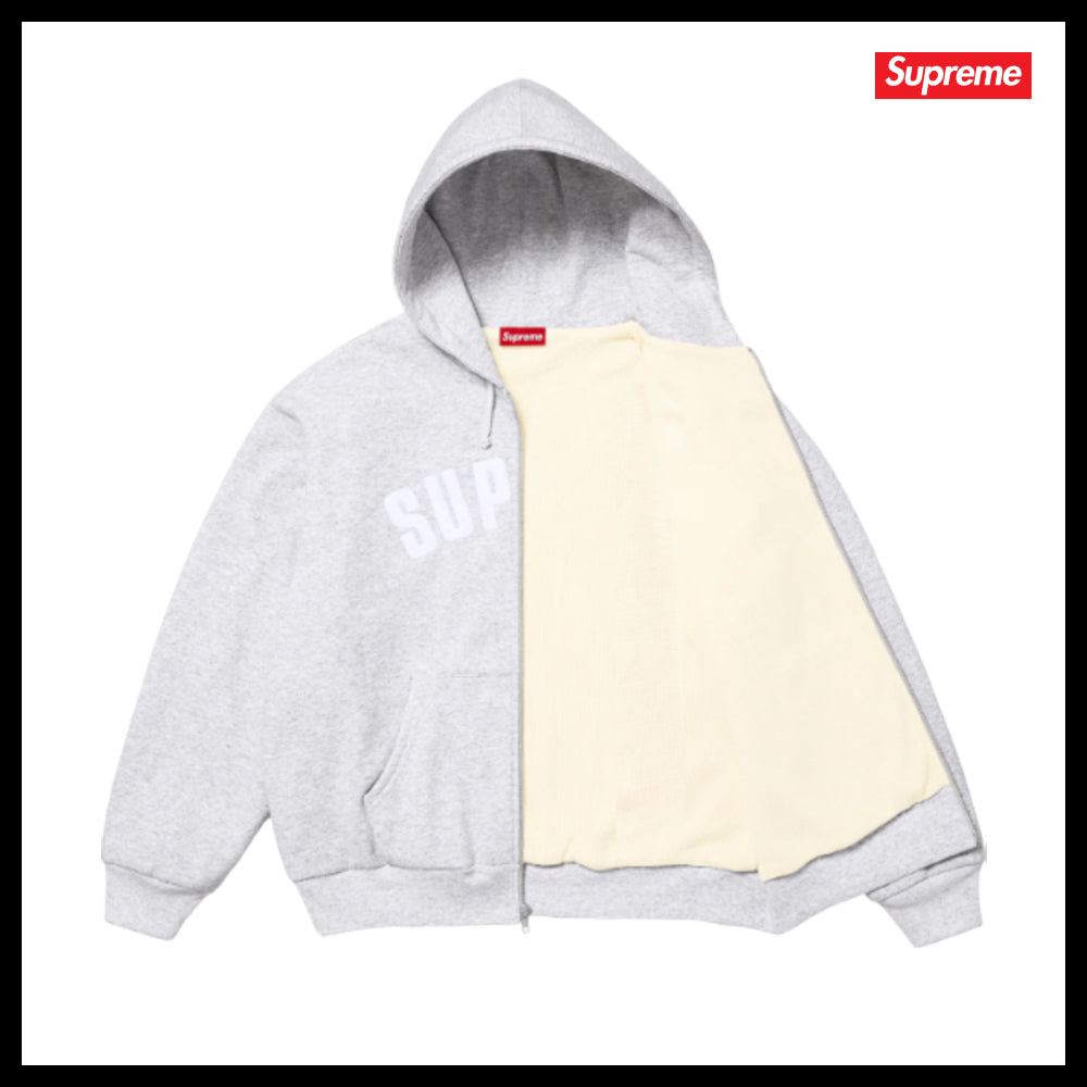 【Supreme】Thermal Lined Zip Up Hooded Sweatshirt Ash Grey