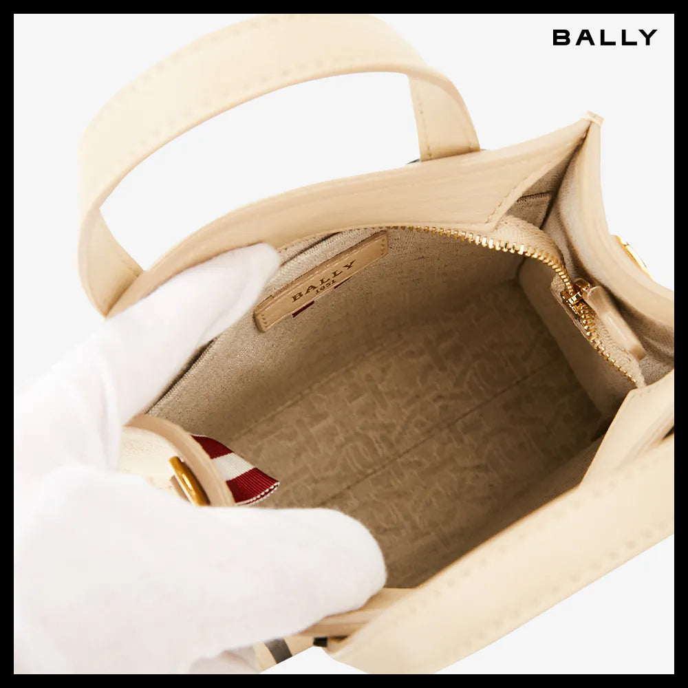 【BALLY】Unisex Mini Logo Print Light Beige Tote Bag