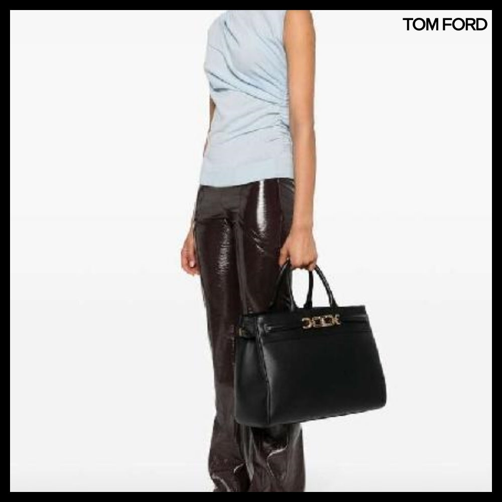 【TOM FORD】GRAIN LEATHER LARGE TOP HANDLE BAG